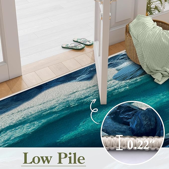 Blue Cave 3D Rugs for Bedroom, 3x5ft, Illusion Natural Landscape Blue Water Pool Entryway Rug, Rubber Backed Non Skid Low Pile Carpet，Foldable Soft No Crease Mats for Sofa Indoor