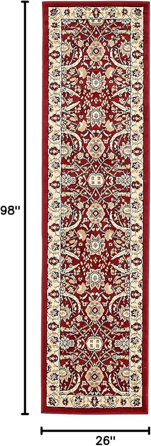 Unique Loom Espahan Collection Area Rug - Cape Cod (2' 2" x 8' 2" Runner, Red/ Beige)