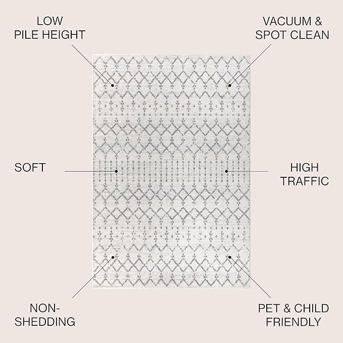 JONATHAN Y Boho Vintage Diamond Cream/Gray Indoor Area Rug 10X13 ft, Moroccan Hype for Living Room, Bedroom, Kitchen, Office, Easy-Cleaning, High Traffic, Pet-Friendly, Non-Shedding (MOH101B-13)