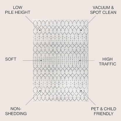 JONATHAN Y Boho Vintage Diamond Cream/Gray Indoor Area Rug 3X5 ft, Moroccan Hype for Living Room, Bedroom, Kitchen, Office, Easy-Cleaning, High Traffic, Pet-Friendly, Non-Shedding (MOH101B-3)