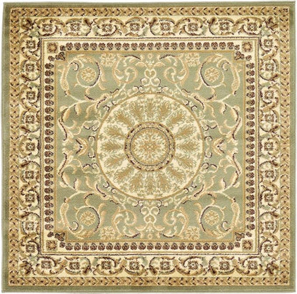 Unique Loom Versailles Collection Traditional Classic Medallion Floral Motif Area Rug (4' 0 x 4' 0 Square, Green/ Ivory)