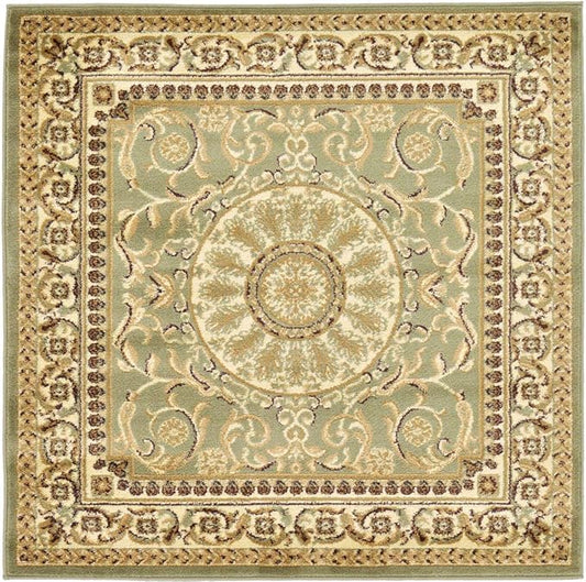 Unique Loom Versailles Collection Traditional Classic Medallion Floral Motif Area Rug (4' 0 x 4' 0 Square, Green/ Ivory)
