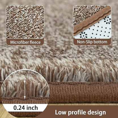 AROGAN Washable 7×10 Living Room Rug, Modern Area Rugs with Soft Memory Foam for Bedroom, Minimalist Non-Slip Indoor Floor Carpet for Dining Room Office Kids Playroom Decor, Matte Brown