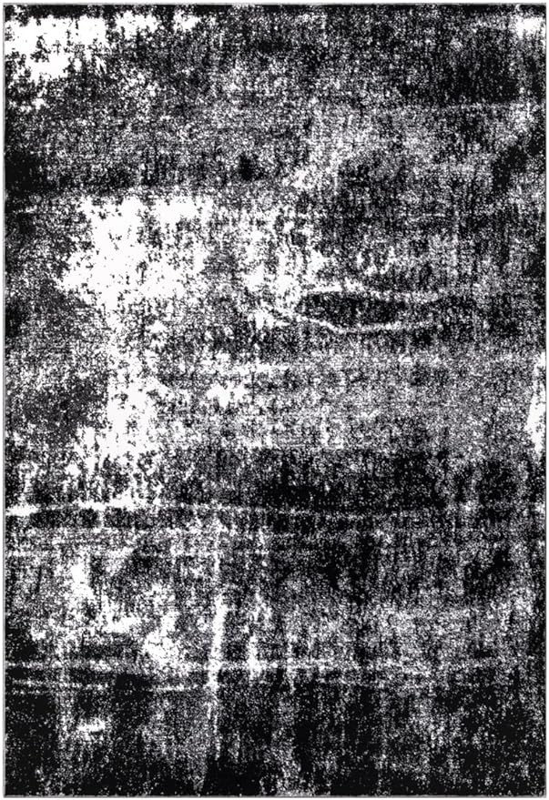 Keen Home Design Area Rugs - 5x8 Non-Shedding, Abstract Rugs for Kitchen, Living Room, Bedroom, Dining Room, Entryway - Size: 5'3" x 7'7", Abstract Black