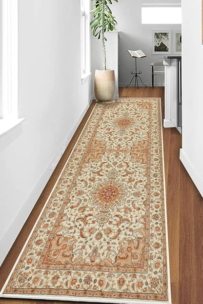 COMSLE Boho Washable Runner Rug for Hallway Faux Wool Small Kitchen Area Rug Distressed Throw Rug Non-Slip Laundry Room Carpet Runner for Entryway Indoor Bedroom, 2' x 8'