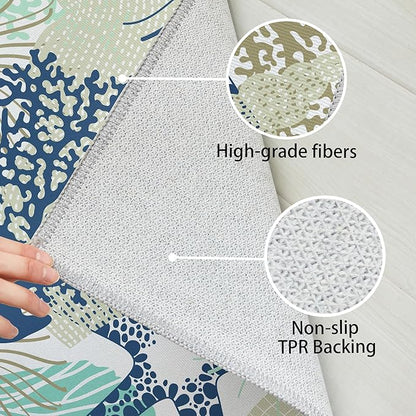 Tritard Coastal Area Rugs Nautical Beach Themed Non-Slip Machine Washable Rugs Modern Floor Carpet for Living Room Bedroom, 3x5, Navy