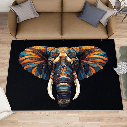 Indian Gods Rugs for Bedroom - 2x3 Area Rug - Ganesha Rugs for Living Room, Abstract 3D Ganesha Rug, Non-Slip Washable Home Decor Carpet