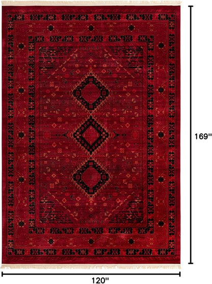 Unique Loom Tekke Collection Area Rug - Sheibani (10' x 14' 1" Rectangle, Red/ Black)