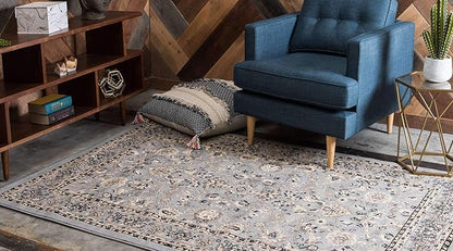 Unique Loom Sialk Hill Collection Area Rug - Washington (8' x 10' Rectangle Gray/Black)