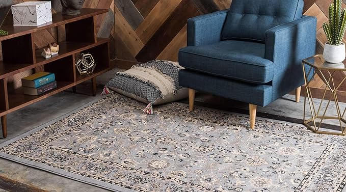 Unique Loom Sialk Hill Collection Area Rug - Washington (5' 1" x 8' Rectangle Gray/Black)