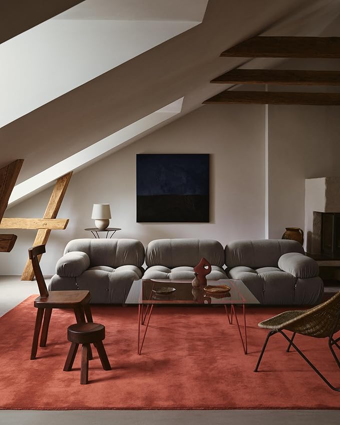 Hand-Tufted Wool Runner Area Rug – Soft Premium Wool Carpet for Living Room, Bedroom & Home Décor – 3X15 ft| Brick Red – Durable, Non-Slip Backing, Handcrafted Rug
