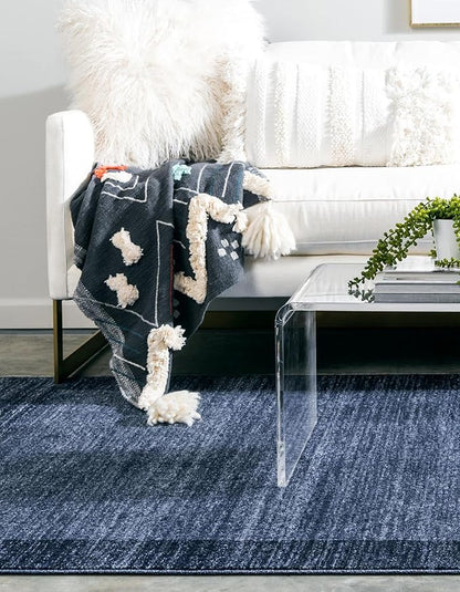 Rugs.com Angelica Collection Rug – 10' x 13' Navy Blue Medium Rug Perfect for Living Rooms, Large Dining Rooms, Open Floorplans