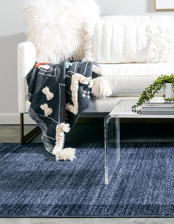 Rugs.com Angelica Collection Rug – 4' x 6' Navy Blue Medium Rug Perfect for Entryways, Kitchens, Breakfast Nooks, Accent Pieces