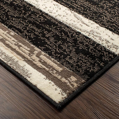 Superior Rockwood 3 Piece Indoor Area Rug Set, Jute Backing, Modern Color Block Decor, Hallway, Entry, Office, Kitchen, Bedroom, Living Room Floors, Plush Rugs, 2' x 11', 5' x 8', 8' x 10', Chocolate