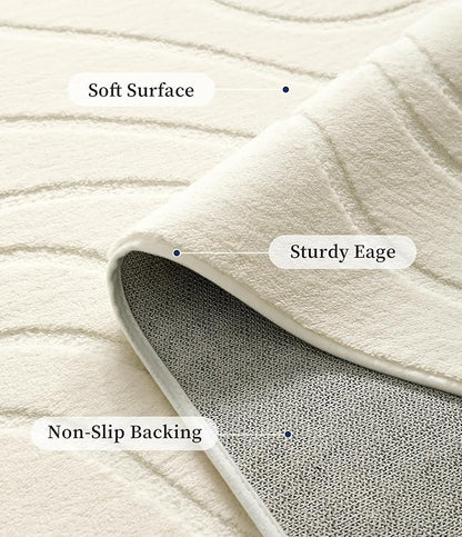 YIHOUSE 6x9 Abstract Line Area Rug, Modern Washable Stain Resistant Rugs Non Slip, Soft Indoor Floor Carpet for Living Room, Bedroom,Dining Room, White