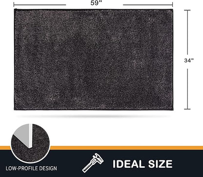 PURRUGS Dirt Trapping Door Mat 34" x 59", Non-Slip Machine Washable Entry Rug, Shoe Scraper, Dog Doormat, Super Absorbent Welcome Mat for Front & Back Door, Muddy Shoes & Paws, Charcoal