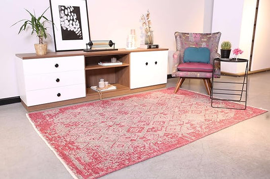 Alfa Rich 3x10 Pink Gray Reversible Washable Area Rugs for Living Room Hallway Kitchen Decor Runner