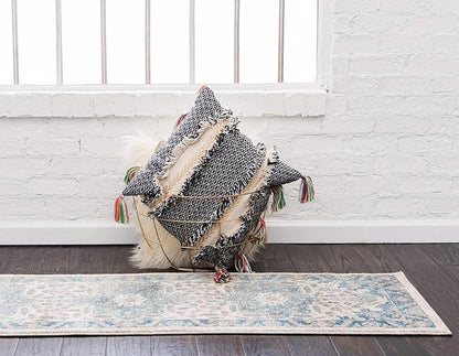 Unique Loom Salzburg Collection Classic Traditional Design Oriental Inspired Border Area Rug (2' 0 x 6' 0 Runner, Beige/Blue)