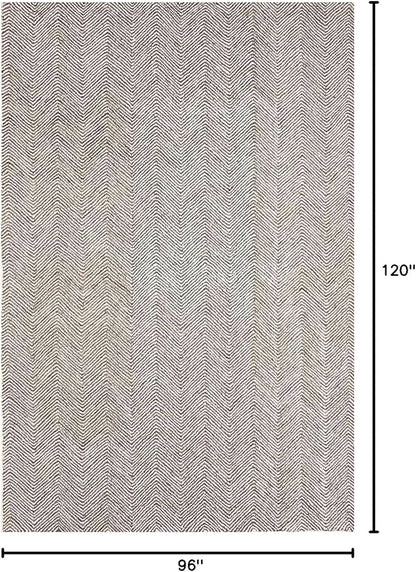 Modern Herringbone Chevron Collection Handcrafted Wool Area Rug - Durable, Zigzag Pattern, for High Traffic, Contemporary Design for Living Room, Bedroom, Dining Room Decor (Dark Olive, 8' x 10')