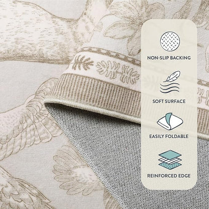 Lahome Boho Animal 5x7 Washable Living Room Area Rugs, Beige Soft Rugs for Bedroom, Botanical Large Boho Non Slip Dining Room Carpet for Under Table Entryway Kitchen Office (5x7ft,Beige)