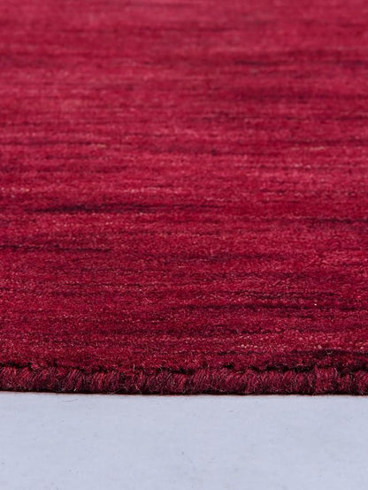Hand Knotted Loom Wool ECO-Friendly Area Rugs - 8'x8', Square, Dark Red Color, Solid Plain Design, High Pile Handmade Anti Skid Area Rugs for Living Room, Bed Room (L00111)