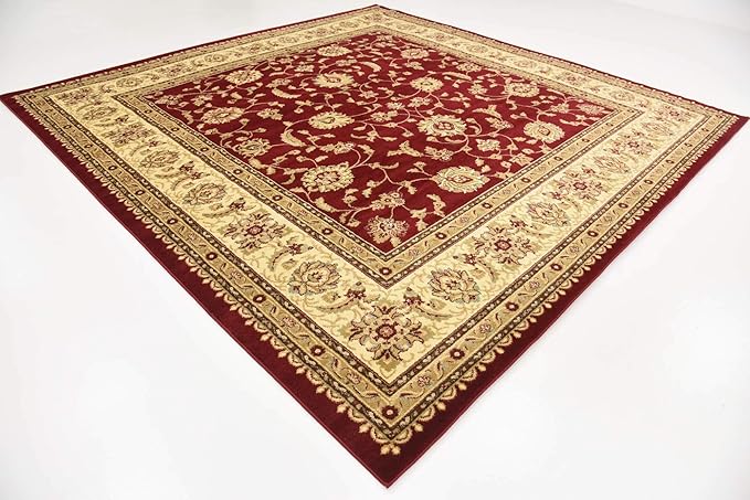 Unique Loom Voyage Collection Traditional Oriental Classic Intricate Design Area Rug (10' 0 x 10' 0 Square, Red/Gold)