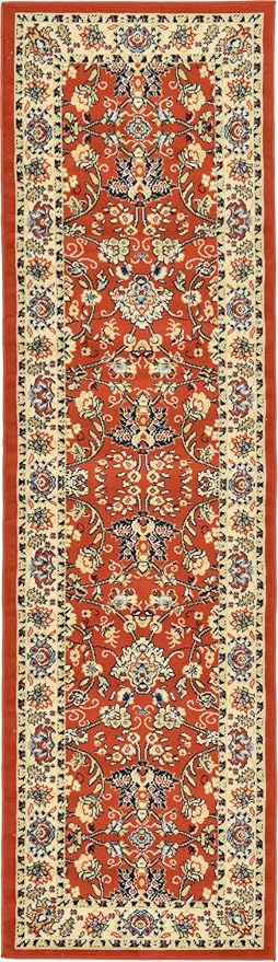 Rugs.com Yasmin Collection Rug – 10 Ft Runner Terracotta Medium Rug Perfect for Hallways, Entryways