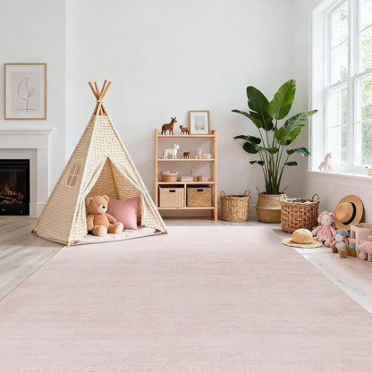 Large Area Rug for Bedroom,Washable Abstract Boho Rugs for Living Room 9x12,Pink