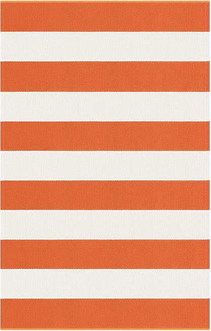 KOZYFLY Striped Rug 27.5x43 Inches Orange and White Halloween Fall Front Door Rug Hand Woven Area Rugs Washable Outdoor Doormats Indoor Entrance Mat for Front Porch Kitchen Entryway Patio Holiday