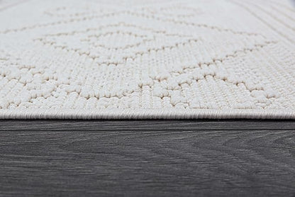 Beverly Rug Micro Loop Large Area Rug White 10x14 Modern Luxury Boho Geometric Durable Indoor Area Rugs for Living Dining Room Office Stain Resistant Non Shedding Casual Indoor Carpet White 10 x 14