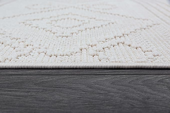 Beverly Rug Micro Loop Area Rug White 8x10 Modern Luxury Soft Boho Geometric Durable Indoor Area Rugs for Living Dining Room Office Stain Resistant Non Shedding Casual Indoor Carpet White 8 x 10