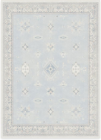 RUGGABLE Washable Vintage Area Rug – Verena Soft Blue 5x7, Stain-Resistant, Non-Slip – Medium Machine Washable Rugs for Living Room, Bedroom, Hallway, Entryway & Office–with Standard Pad