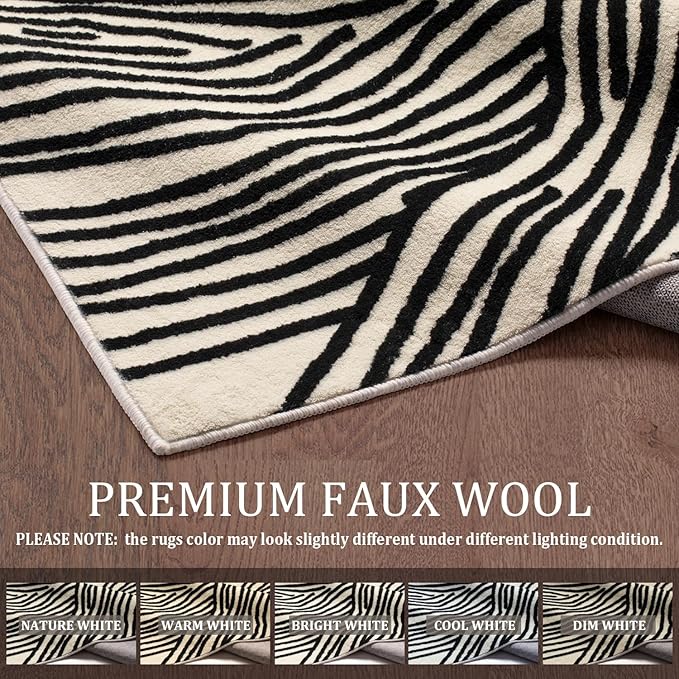 YIHOUSE 8×10 Ft Washable Rug, Black and White Abstract Area Rug for Bedroom Living Room Dining Room Office Playroom Nursery, Ultra Thin Nonslip Modern Large Rugs Soft Contemporary Striped Rugs