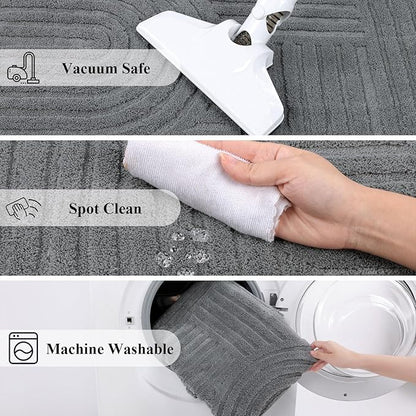 SHACOS Soft Fluffy High Low Pile Arch Pattern Area Rugs 5'3"x7'3" Non Slip Washable Modern Geometric Rug Stain Resistant Carpet for Living Room Bedroom Dining Room Nursery, Grey