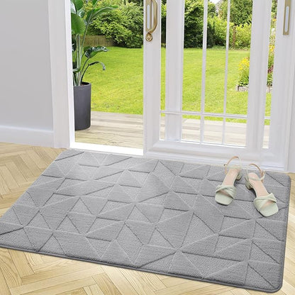OLANLY Door Mats Indoor, Non-Slip, Absorbent, Dirt Resist, Entrance Washable Mat, Low-Profile Inside Entry Doormat for Entryway (48x32 inches, Grey)