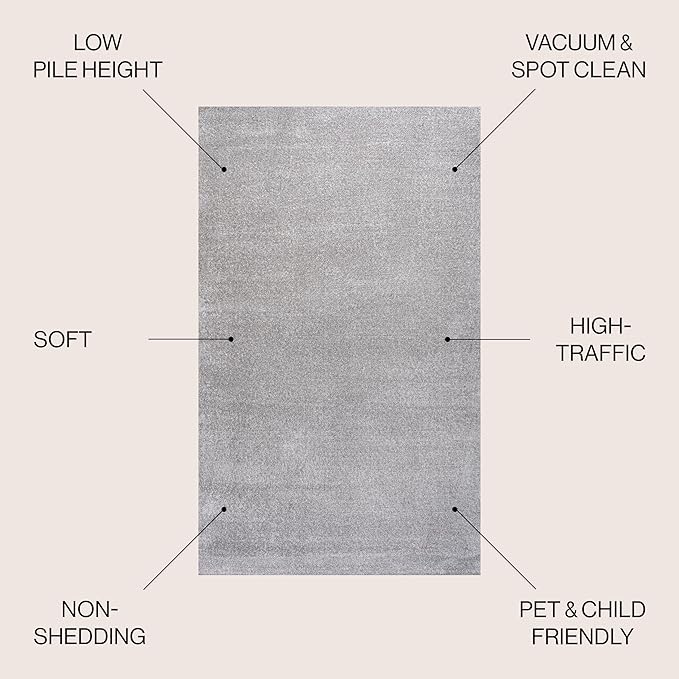 JONATHAN Y Haze Solid Low-Pile Light Gray 4x6 Oval Indoor Area Rug, Coastal,Bohemian,Minimalist,Classic, Easy-Cleaning for Living Room,Bedroom,Kitchen,Pet Friendly,Non-Shedding (SEU100K-4OV)