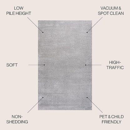 JONATHAN Y Haze Solid Low-Pile Light Gray 4x6 Oval Indoor Area Rug, Coastal,Bohemian,Minimalist,Classic, Easy-Cleaning for Living Room,Bedroom,Kitchen,Pet Friendly,Non-Shedding (SEU100K-4OV)