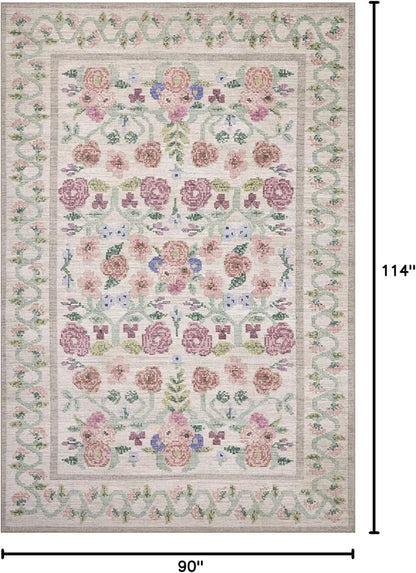 Loloi Rifle Paper Co. Rosa Collection RSA-01 Ivory 7'-6" x 9'-6" Area Rug