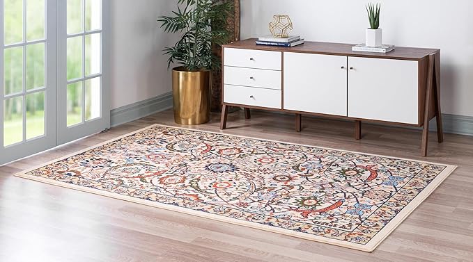 Unique Loom Espahan Collection Area Rug - Cape Cod (9' 10" x 13' 1" Rectangle, Cream/ Black)