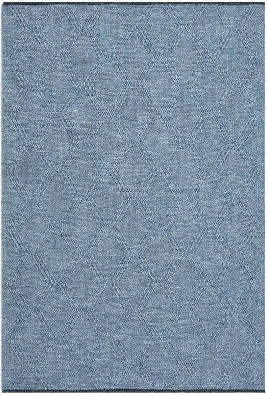 LUXE WEAVERS Modern Farmhouse Blue 6x9 Washable Area Rug, Anti-Slip Diamond Pattern Carpet