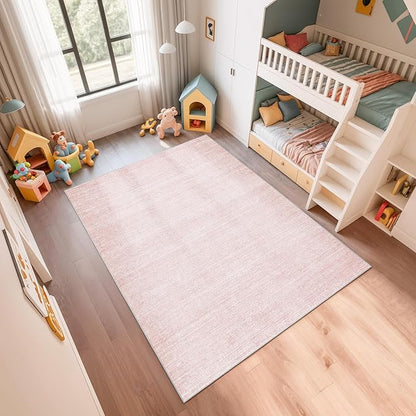 Valenrug Washable Rugs 5x7 - Non Slip 5x7 Area Rugs for Living Room, Stain Resistant Area Rugs for Bedroom, Foldable Machine Washable Area Rug(5'x7', Light Pink)