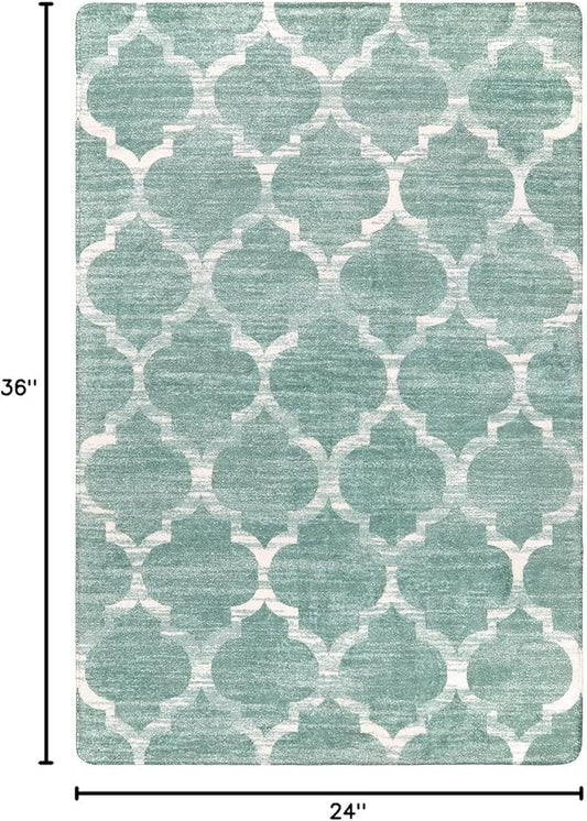 Lahome Moroccan Washable Kitchen Rug - 2x3 Small Non-Slip Entry Rugs Door Mat Indoor Entrance Soft Throw Area Rugs for Bedroom Sage Distressed Floor Doormat for Bathroom Entryway Laundry Living Room
