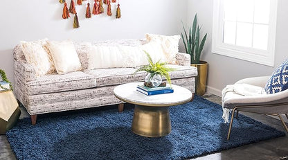 Unique Loom Solid Shag Collection Area Rug (6' 1" x 9' Rectangle, Sapphire Blue/ Navy Blue)