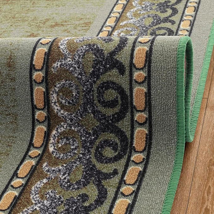 Antep Rugs Alfombras Bordered Modern 4x6 Non-Slip (Non-Skid) Low Pile Rubber Backing Indoor Area Rug (Green, 4' x 5'8")