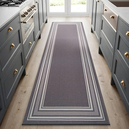 Beverly Rug Non Slip Area Rugs 2x5 Modern Bordered Non Skid Rubber Backing Soft Runner Rug for Living Dining Room Easy to Clean Non Shedding Kitchen Bedroom Indoor Carpet 2 x 5 Gray