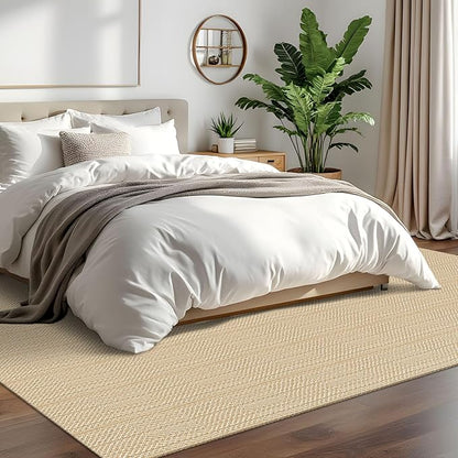 IOHOUZE Washable Area Rug 6x9 Non Slip Rubber Backed Rugs for Living Room, Dining Room Rugs Bedroom Rug, Woven Indoor Floor Carpet for Living Room Nursery, Warm Beige/Orange/Apricot