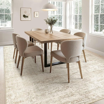 6x9 Area Rug Living Room Rugs - Washable Neutral Modern Abstract Soft Thin Rug Indoor Floor No Slip Rug Carpet for Bedroom Under Dining Table Home Office Decor - Beige/Brown