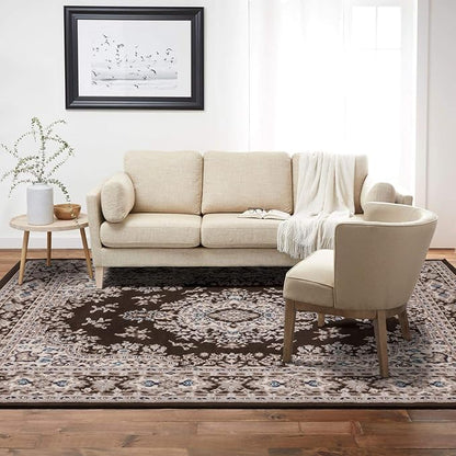 Home Dynamix Premium Sakarya Traditional Medallion Border Area Rug, Brown, 7'9"x10'8" , Rectangular