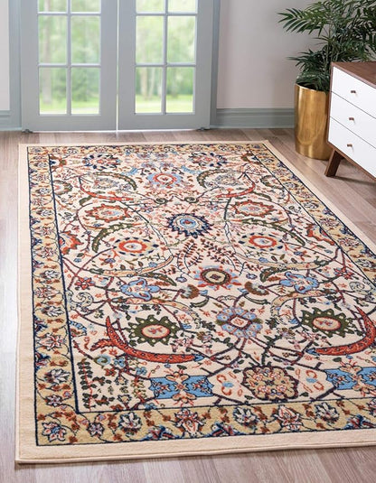 Unique Loom Espahan Collection Area Rug - Cape Cod (9'x 12' Rectangle, Cream/ Black)