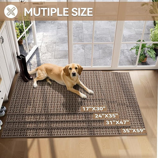 Indoor Door Mat 24"x72",Door Mat Indoor Entrance Dirt Resistant and Absorbent Non-Slip Rubber Backing Front Door Mats Washable Low-Profile Mats for Entryway, Inside Entrance Easy Clean Brown